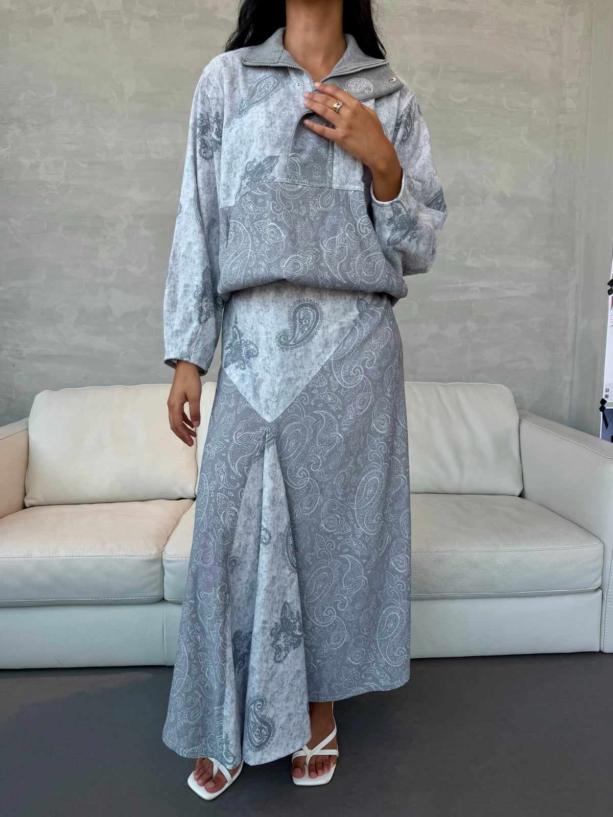 Grey Paisley Skirt