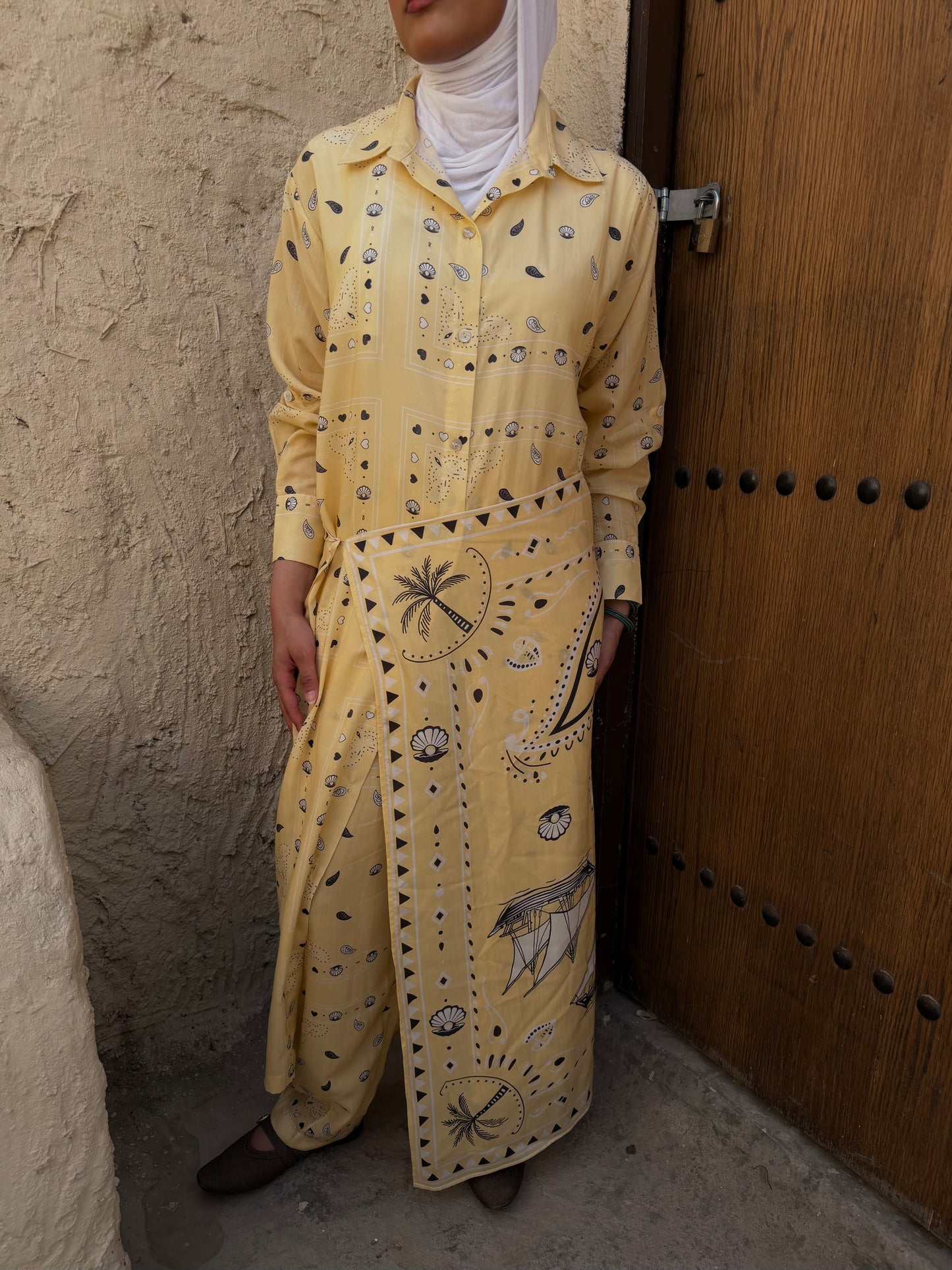 Danah Bandana Dress with scarf (Butter Yellow)