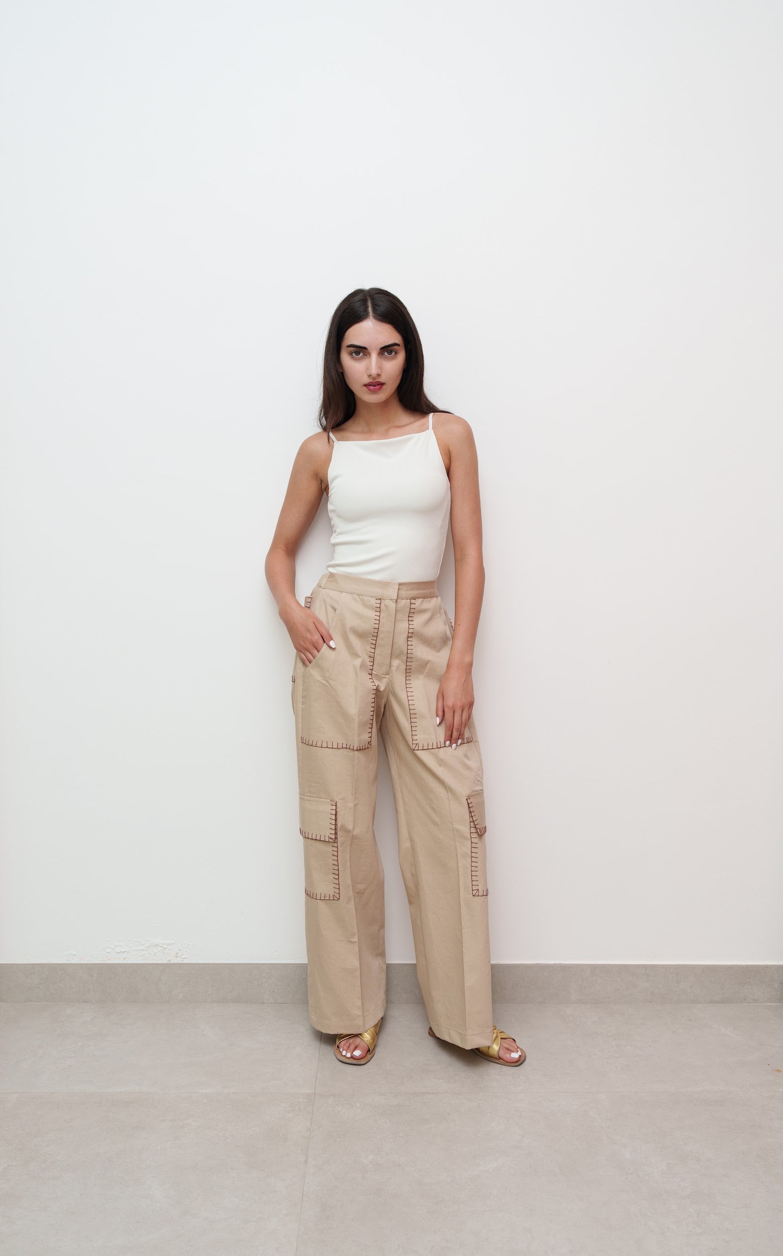 bow.a  ボウエー　水際 WIDE PANTS　BEIGEベージュ　サイズS COTTON RELAXED TROUSERS BEIGE – FRAME