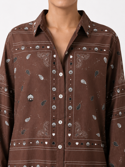 Danah Bandana Shirt with scarf (Brown)