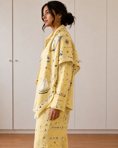 Danah Bandana Shirt with scarf ( Butter Yellow)