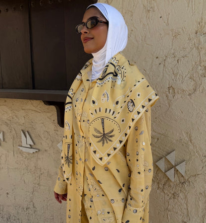 Danah Bandana Shirt with scarf ( Butter Yellow)