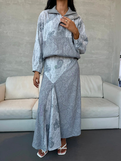 Grey Paisley Skirt