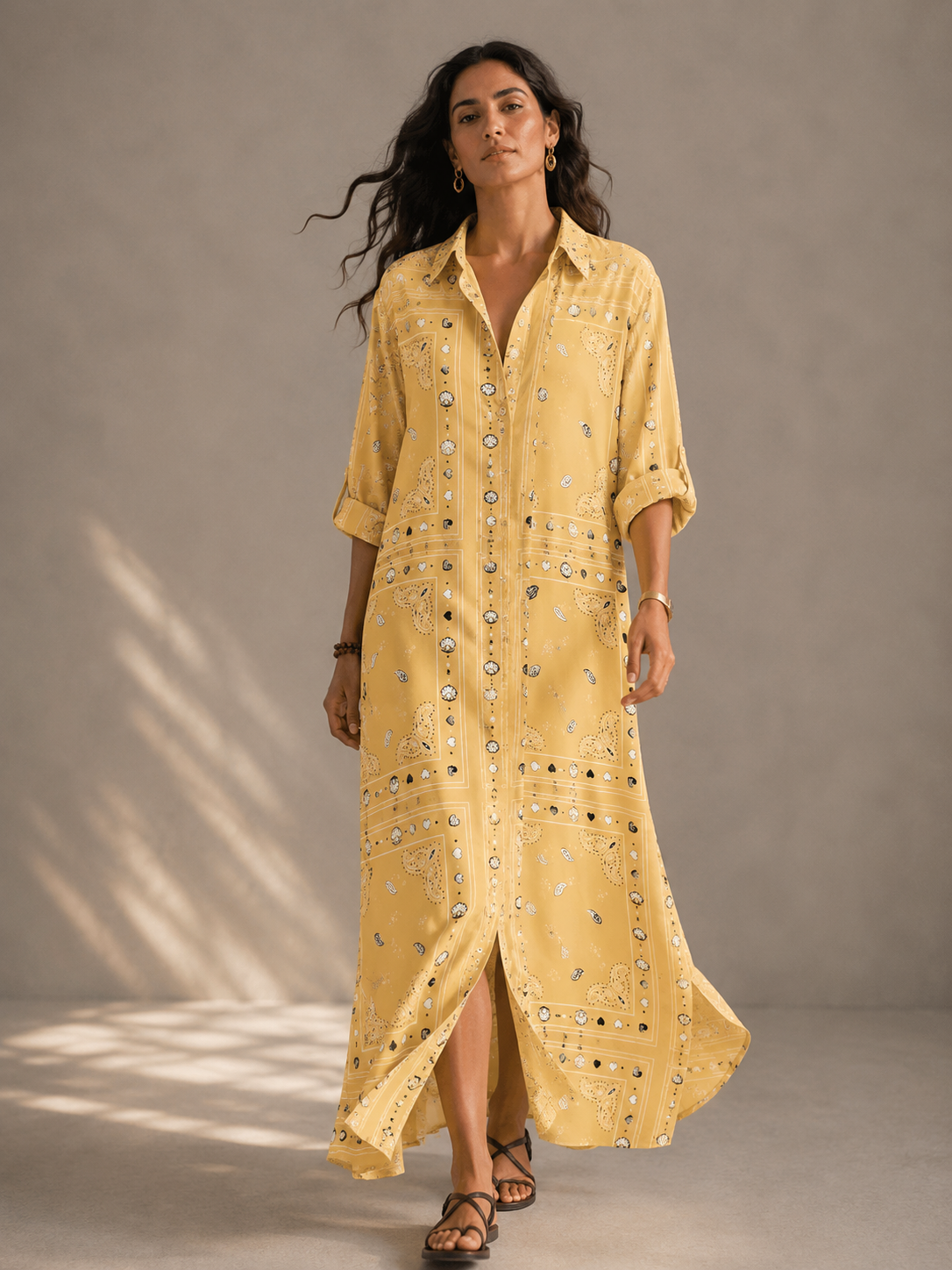 Danah Bandana Dress with scarf (Butter Yellow)