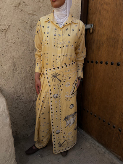Danah Bandana Dress with scarf (Butter Yellow)