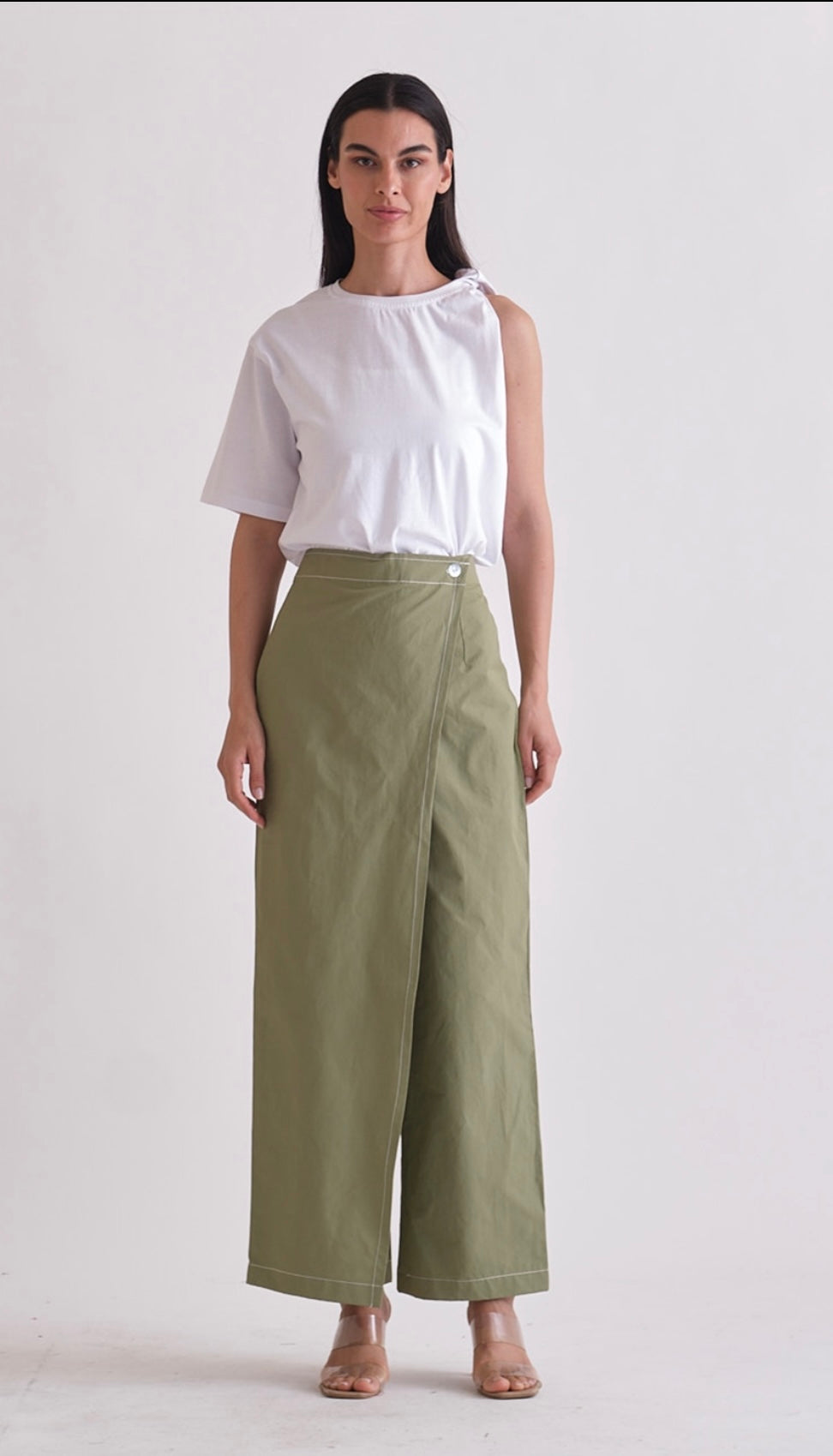 khaki wrap pants