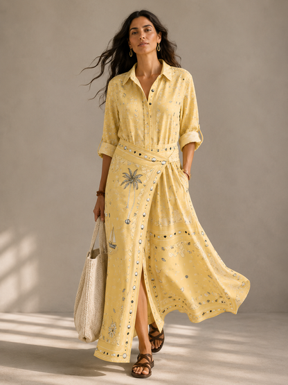 Danah Bandana Dress with scarf (Butter Yellow)