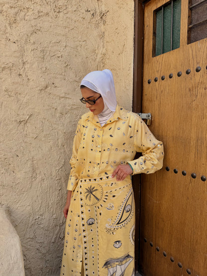 Danah Bandana Shirt with scarf ( Butter Yellow)