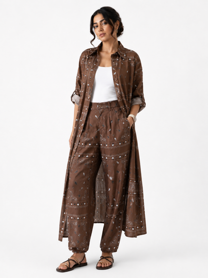 Danah Bandana Dress with scarf (Brown)