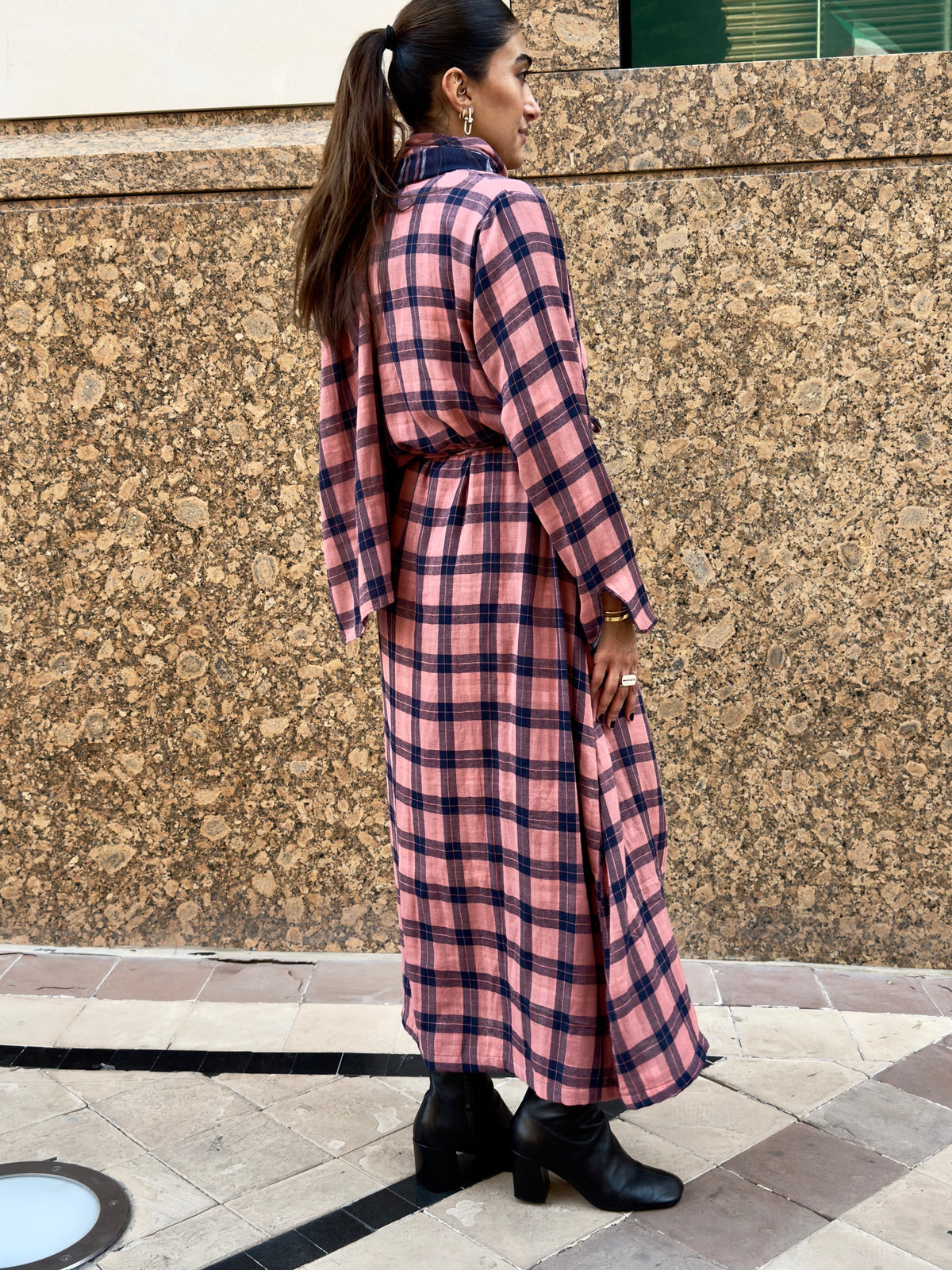 The Checkered shawl dress