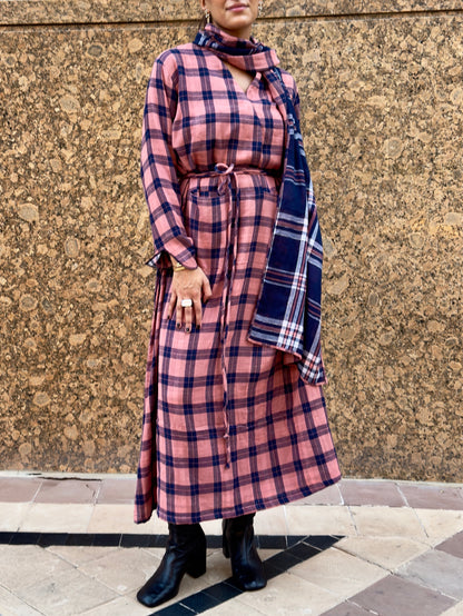 The Checkered shawl dress